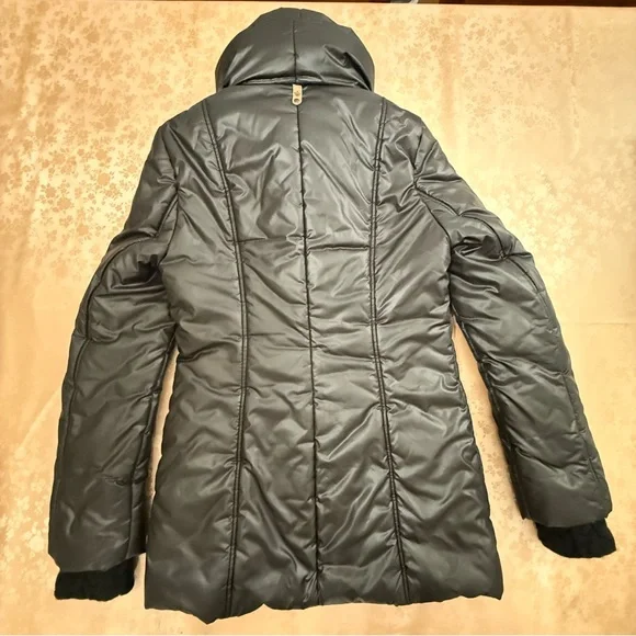 MACKAGE Selma Glossy Black Puffy Zipper Layered Coat Jacket Size Small Petite - Picture 4 of 16